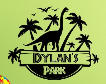Gepersonaliseerde Jurassic Park Wall Decal Sign Boy Aangepaste naam Poster Kids Room Mural Dinosaur Vinyl Sticker Playroom Decor Wall Art Print b167