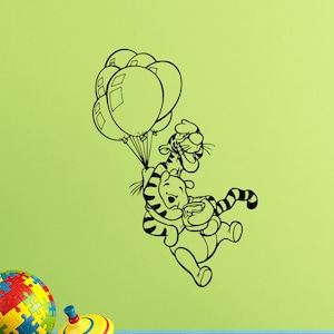 Winnie The Pooh Tigger Walt Disney Wall Decal Balloon Kids Game Room Poster Vinyl Sticker Playroom Decoración Niños Nursery Wall Art Print x60
