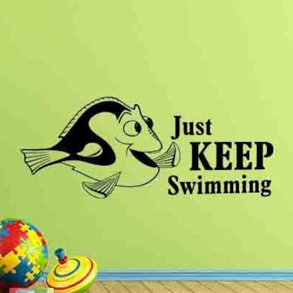 Just Keep Swimming Wall Decal Dory Finding Nemo Decal Sign Bathroom Quote Gift Kids Poster Vinyl Sticker Decor Children Wall Art Print 1004