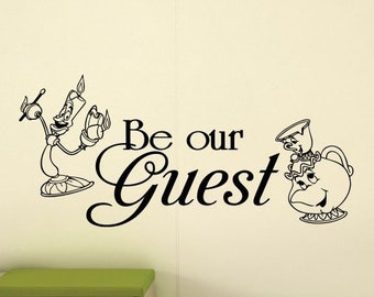 Be Our Guest Wall Decal Sign Beauty And The Beast Poster Walt Disney Quote Kids Vinyl Sticker Kitchen Decor Nursery Wall Art Print x933