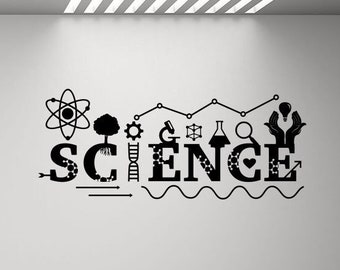 Science Wall Decal Vinyl Sticker Sign DNA Decal School Scientist Poster Education Quote Gift Classroom Decor Chemical Wall Art Print g930