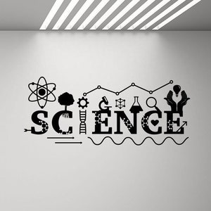 Ciencia pared calcomanía vinilo pegatina signo ADN calcomanía escuela científico cartel educación cita regalo aula decoración química pared arte impresión g930