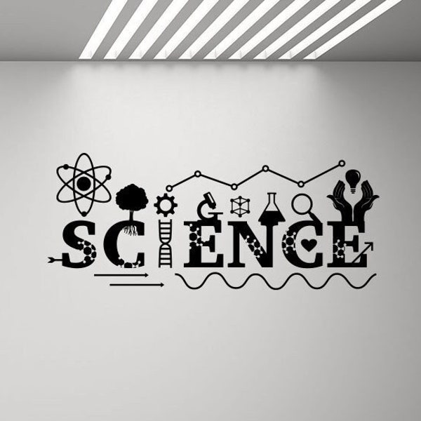 Science Wall Decal Vinyl Sticker Sign DNA Decal School Scientist Poster Education Quote Gift Classroom Decor Chemical Wall Art Print g930