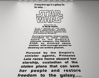 A Long Time Ago In a Galaxy Far Far Away Star Wars Wall Decal Poster Quote Bedroom Mural Vinyl Sticker Playroom Decor Wall Art Print u923