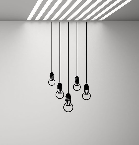 Lightbulb Wall Decal Light Bulb Poster Gift Office Decal Mural Playroom Stencil Vinyl Sticker Living Room Decor Bedroom Wall Art Print p377