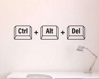 Ctrl Alt Del muursticker vinyl sticker IT computertechnologie decor teken poster coder cadeau muur kunst één kleur geen achtergrond sticker 3381