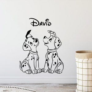 Personalizado dalmacia perro pared calcomanía niños custom nombre cartel cita dormitorio vinilo etiqueta playroom decoración niños vivero pared arte impresión x95
