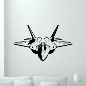 F22 Raptor Wall Decal Vinyl Sticker Military Fighter Jet Decor US Aircraft Sign Poster Aviator Gift Wall Art One Color No Background 3361