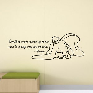 Dumbo calcomanía de pared directamente desde el cielo arriba cita Walt Disney cartel bebé cartel vinilo pegatina Playroom Decoración vivero pared arte impresión l314