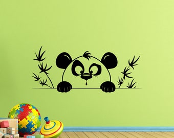 Panda Wall Decal Nursery Sign Cute Animals Kids Children Gift Poster Mural Vinyl Sticker Playroom Decor Wall Art Stencil Print g173