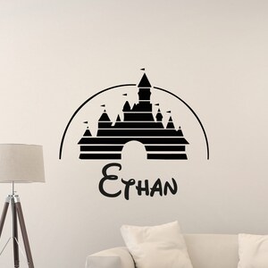 Personalizado Disney pared calcomanía custom nombre castillo signo regalo niños cartel vinilo etiqueta etiqueta playroom decoración niños vivero pared arte impresión x395