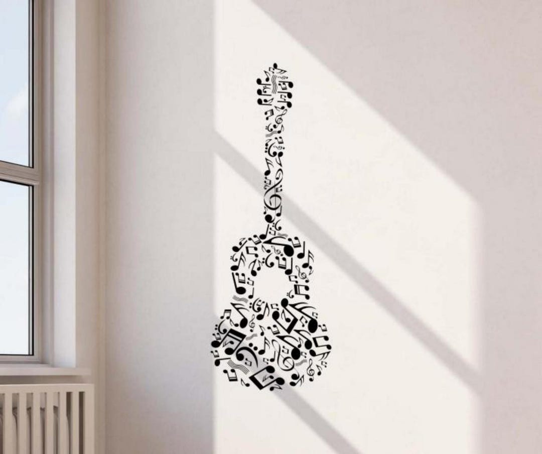 Musical Notes Guitar Wall Decal Vinyl Sticker Music Studio Decor Sign ...