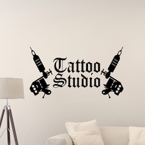 Tattoo Studio Wall Decal Tattoo Machine Shop Sign Logo Salon Poster Design Door Window Vinyl Sticker Mural Gift Decor Wall Art Print s233