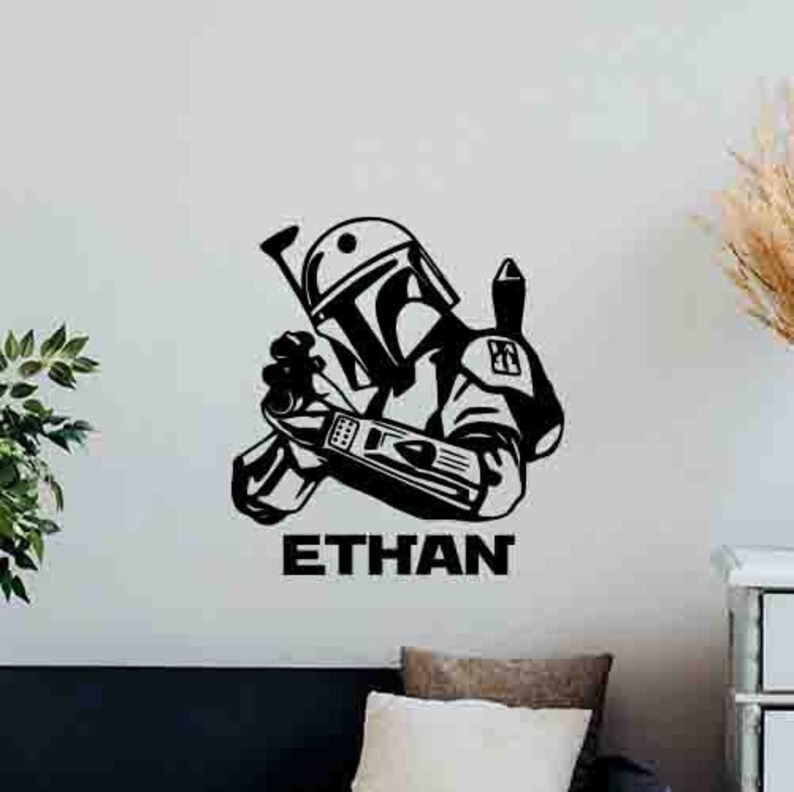 Personalized Star Wars Wall Decal Boba Fett Poster Custom Name Etsy