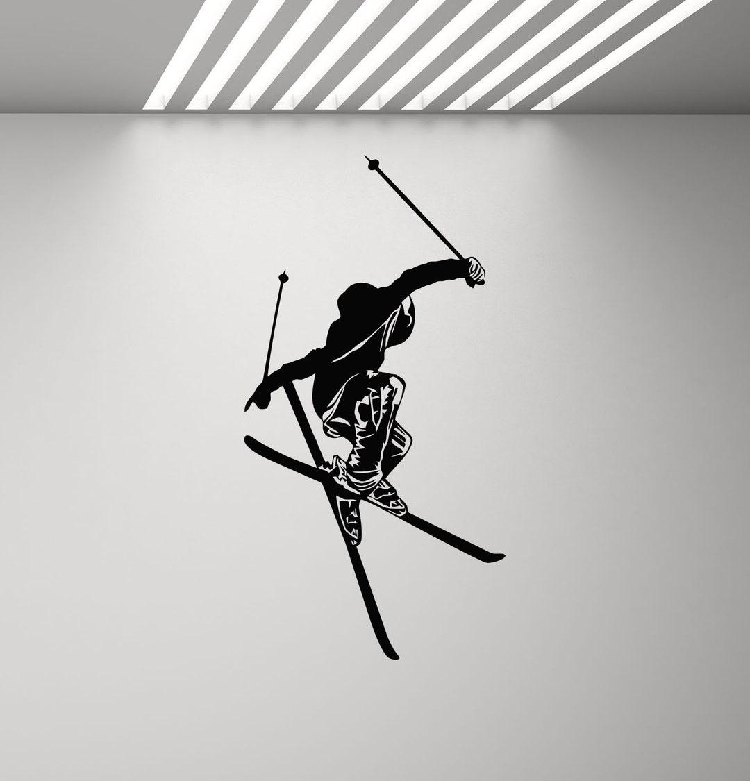 Ski Wall Decal Skier Poster Ski Gift Gym Skier Stencil Winter Games ...