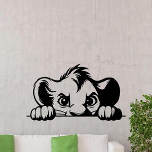 Simba calcomanía de pared vinilo pegatina mirando león decoración de la pared vivero signo ventana puerta cartel regalo niños arte de la pared un color sin fondo calcomanía 3400