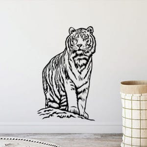 Tiger Wall Decal Safari Africa Decor Wild Cats Tiger Wall Art Tiger Poster Vinyl Sticker Nature Wall Decor Nursery Animals Tiger Print s968