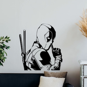 Deadpool pared calcomanía signo superhéroe decoración niño regalo niños habitación mural vinilo pegatina niños sala de juegos vivero plantilla personalizado pared arte impresión 1093