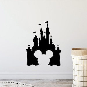 Walt Disney Castle pared calcomanía niños habitación Mickey Mouse orejas cartel regalo vinilo pegatina hogar sala de juegos decoración niños vivero pared arte impresión z49