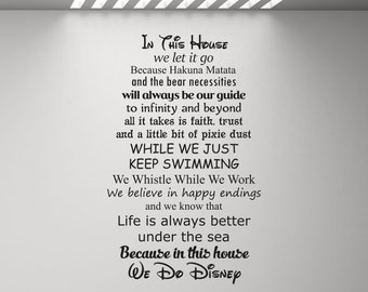 In This House We Do Disney Wall Decal Sign Quote Geek Gift Kids Poster Vinyl Sticker Home Playroom Decor Children Nursery Wall Art Print x61