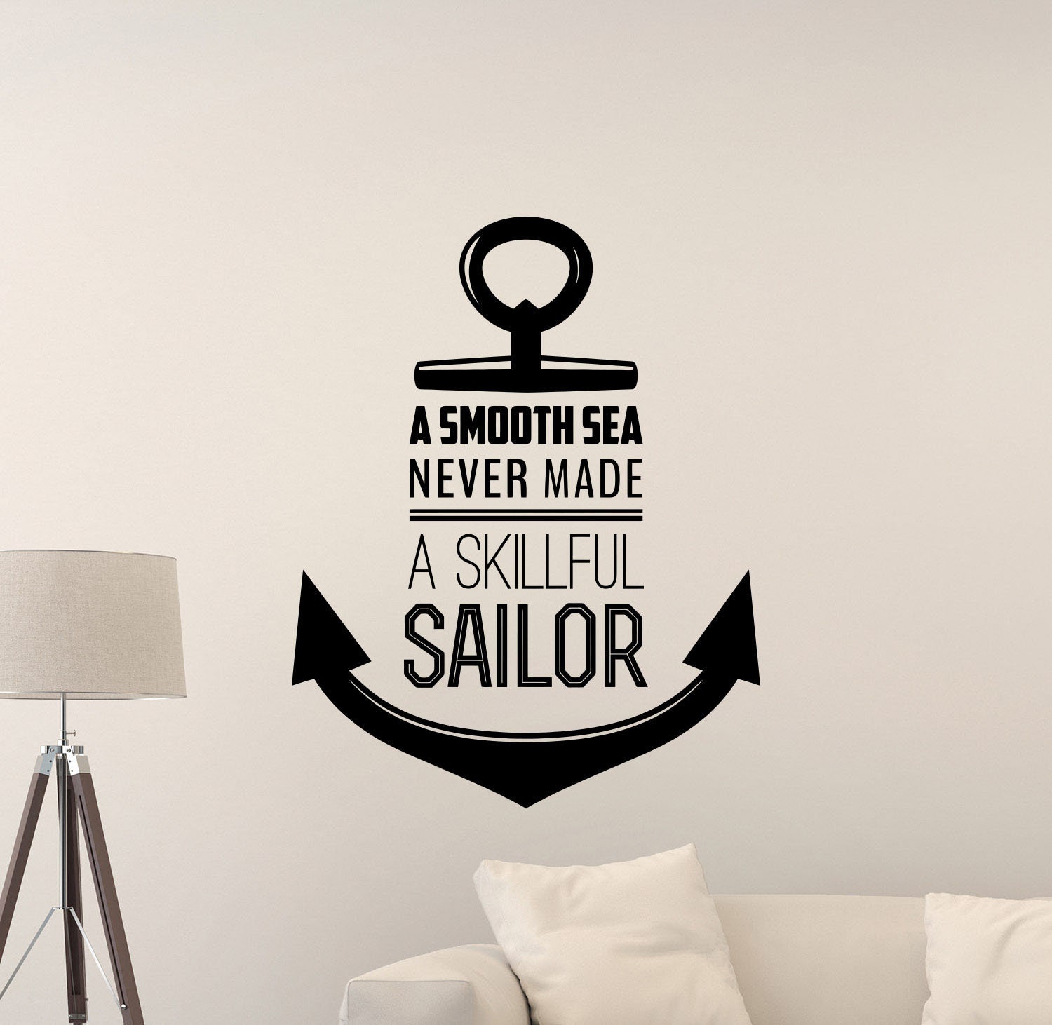  In High Tide Or In Low Tide Ill Be By Your Side - Love Marriage  Couple Romantic Bedroom Home Ocean Navy Sailor Boat Anchor - Wall Decal  Quote Vinyl Lettering Art