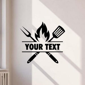 Custom BBQ Wall Decal Vinyl Sticker Personalized Text Barbeque Sign Decor Grill Master Poster Gift Wall Art No Background Decal 3393