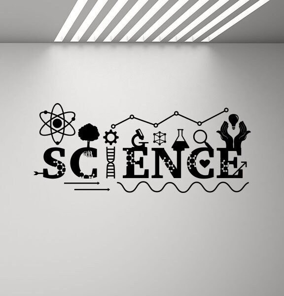 Science Wall Decal Vinyl Sticker Sign DNA Decal School Scientist Poster Education Quote Gift Classroom Decor Chemical Wall Art Print g930