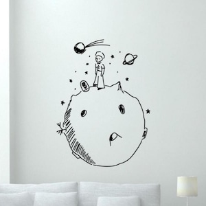 Principito pared calcomanía vinilo pegatina planeta decoración vivero signo ventana puerta niños cartel regalo arte de la pared un color sin fondo calcomanía 3360