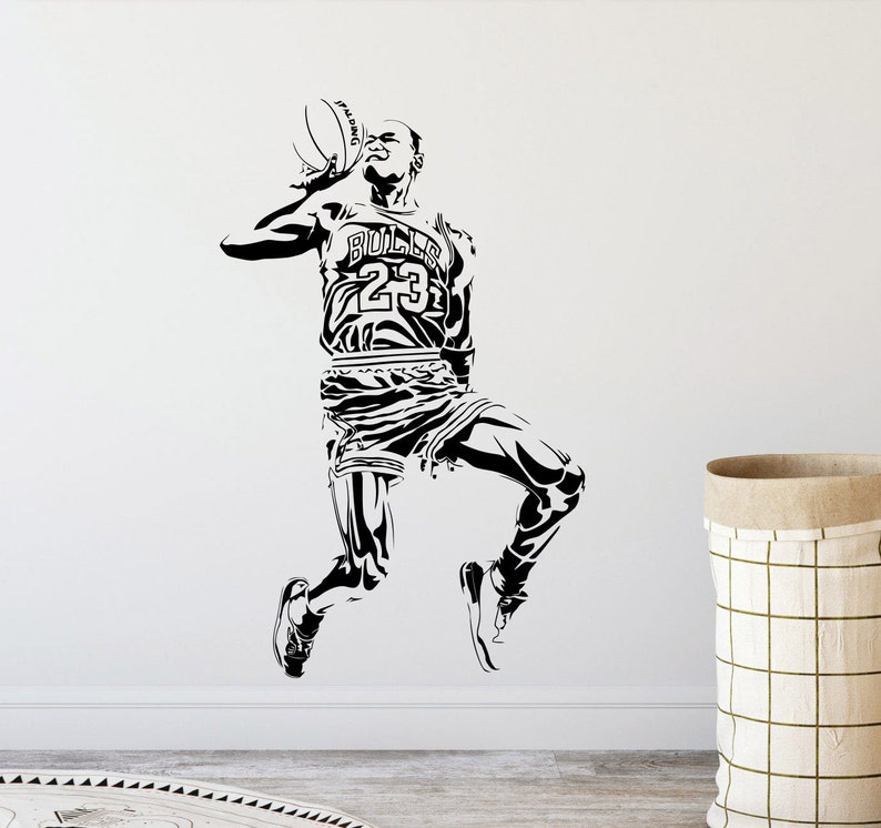 Michael Jordan Wall Poster Decal Jumpman Sign Basketball Ball Etsy