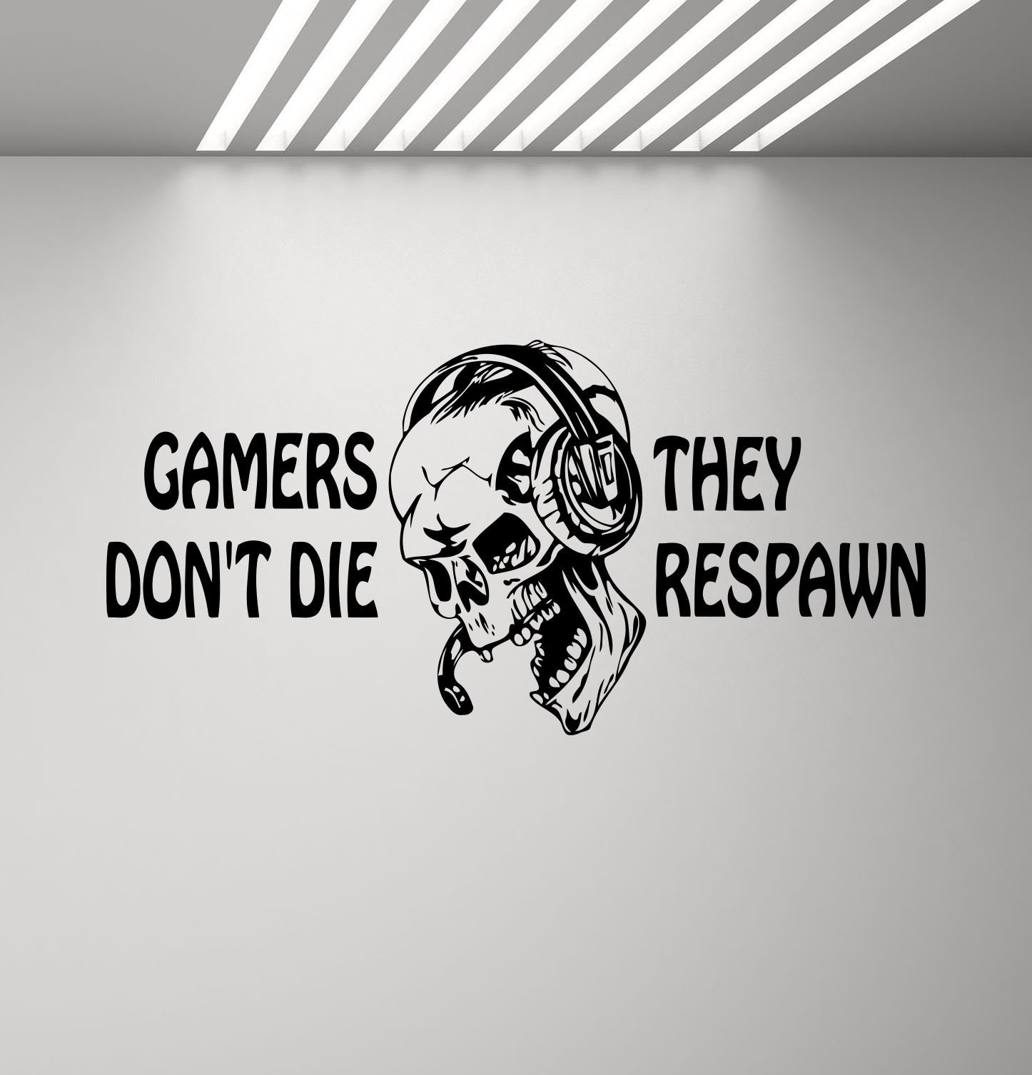 JQSM Gamers Dontt Die They Respawn Wall Decal Video Game Gifts Kids PS4 Xbox Gaming Poster Stickers Boys Room Playroom 58X28CM