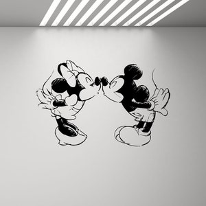 Mickey Mouse Minnie Mouse Besando pared calcomanía Walt Disney Kids Love Cartel Dormitorio Vinilo Etiqueta Engomada Niños Decoración Vivero Pared Arte Impresión x251