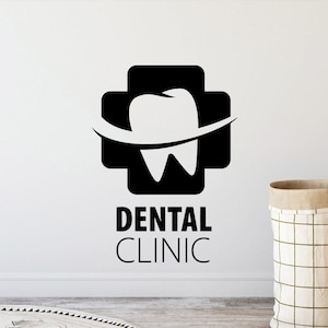 Dental Clinic Wall Decal Dentist Sign Logo Stomatology Teeth Decal Office Tooth Poster Mural Gift Vinyl Sticker Decor Wall Art Print s216