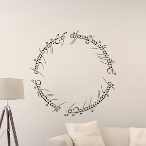 LOTR calcomanía de pared anillo de poder signo Señor de los anillos cita cartel película niños vivero mural vinilo pegatina sala de juegos decoración pared arte impresión r268
