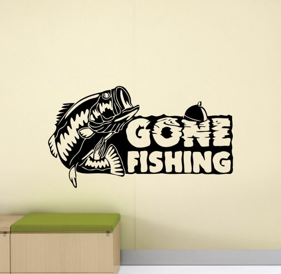 Gone Fishing Wall Decal Fisherman Gifts Fish Sign Poster Vinyl Sticker Fish  Stencils Fishing Decor Fisher Wall Art Sea Ocean Print x744