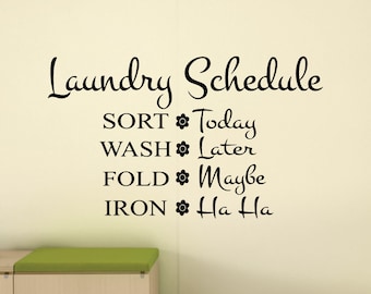 Laundry Wall Decal Laundry Room Sign Laundry Rules Shedule Bathroom Poster Vinyl Sticker Laundry Decor Laundry Wall Art Laundry Print x258