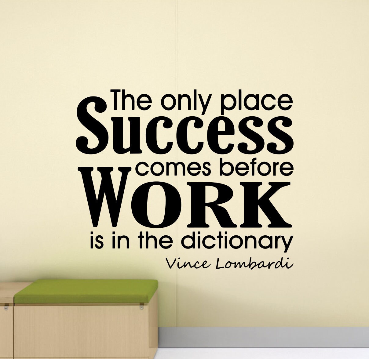 Vince Lombardi Quote Wall Decal The Only Place Success Comes Before Work  Poster Office Sign Gift Vinyl Sticker Decor Wall Art Print g846, image size:1208x1176