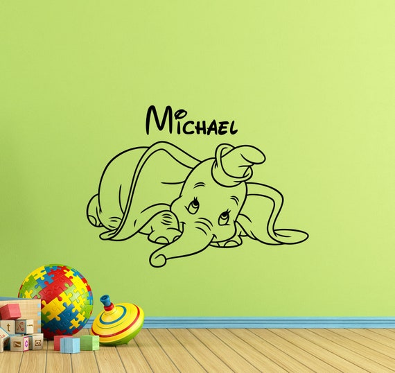 personalized dumbo wall decal walt disney poster custom name | etsy