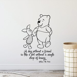 Winnie The Pooh pared calcomanía cita Honey Piglet Disney Kids Room Poster vinilo pegatina casero Playroom decoración niños vivero pared arte impresión x125