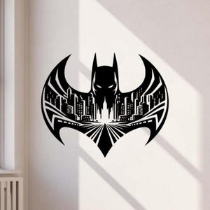 Bat Wall Decal Vinyl Sticker Superhero Wall Decor Sign Mural Poster Gift Gamer Wall Art One Color No Background Decal 3398