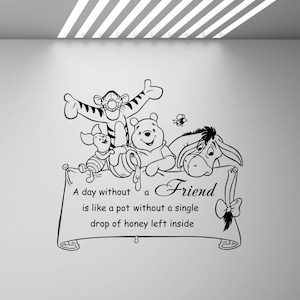 Winnie The Pooh cita pared calcomanía Tigger Piglet Eeyore Disney niños cartel vinilo pegatina Playroom decoración niños vivero pared arte impresión x124