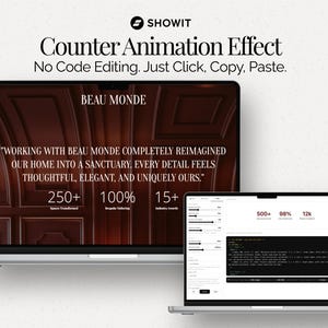 Showit Counter Animation Code | No-Code Animated Stats Widget (HTML Tool)
