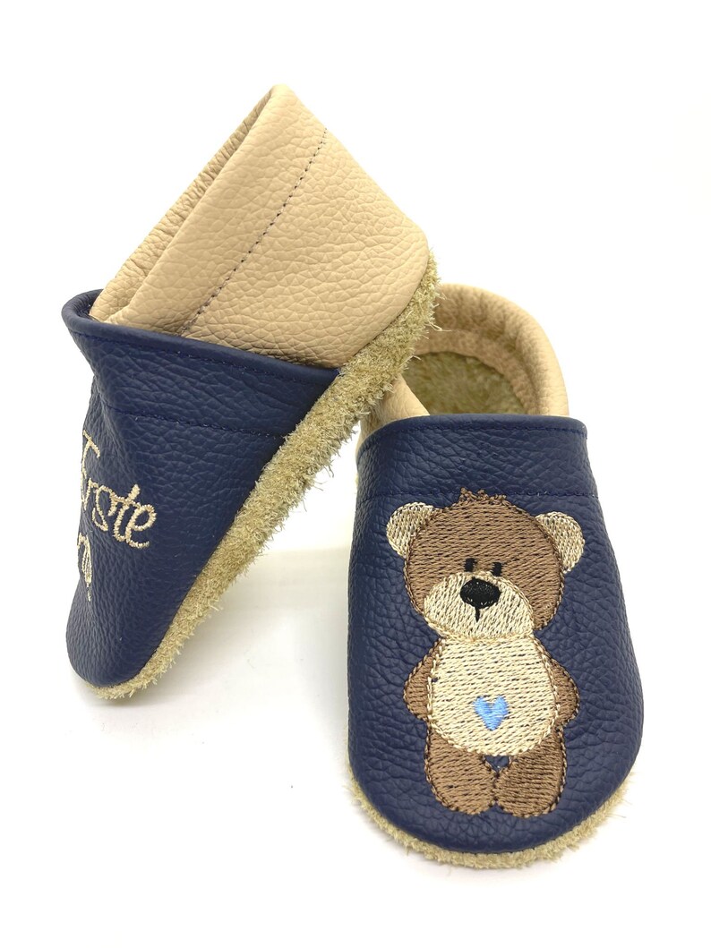 ღ Crawling shoes / leather slippers walking shoes Barney the little bear from size. 18/19 also with the name ღ image 2