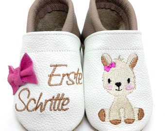 ღ Leather dolls / crawling shoes - baby llama walking shoes also with name from size. 18/19 ღ