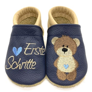 ღ Crawling shoes / leather slippers walking shoes Barney the little bear from size. 18/19 also with the name ღ image 1