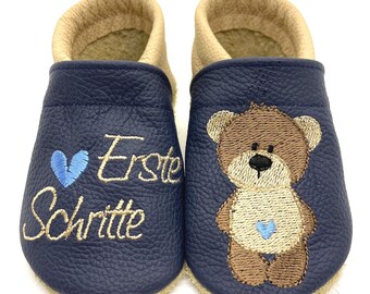 ღ Crawling shoes / leather slippers - walking shoes Barney the little bear from size. 18/19 also with the name ღ