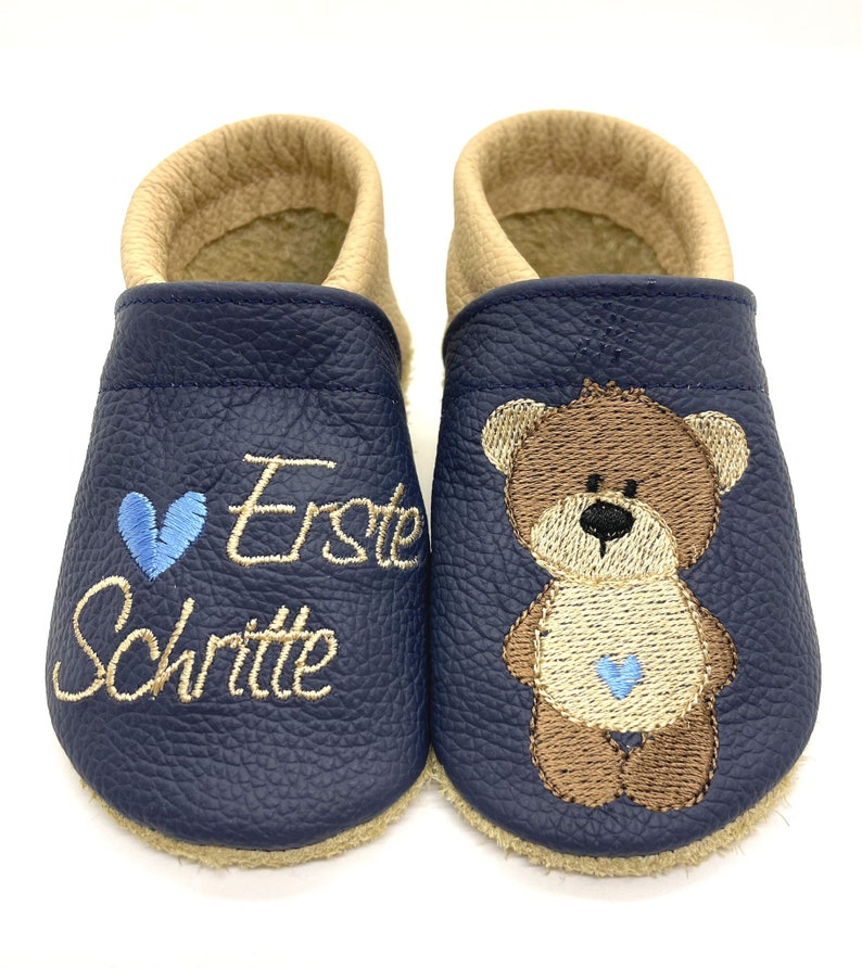 ღ Crawling shoes / leather slippers walking shoes Barney the little bear from size. 18/19 also with the name ღ image 1