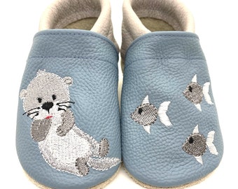 ღ Crawling shoes / leather slippers - first walkers otter from size 18/19 ღ