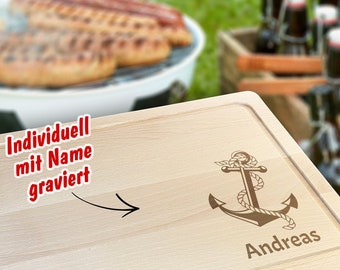 Bierkastensitz Anker mit Name, Bierbank, Geschenkidee Vatertag, Geburtstag für Männer, Bier Geschenk Schneidebrett personalisiert Bierbrett