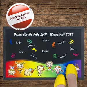 Kita Abschiedsgeschenk Fußmatte mit eigenem Text / Namen bedruckt, Teppich Kindergarten Abschluss, Spielteppich personalisiert Bild 2