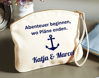 Reise Dokumententasche Anker Abenteuer Name, personalisiertes Geschenk Weltreise, Hochzeitsgeschenk, Geldgeschenk, Urlaub, Kosmetiktasche